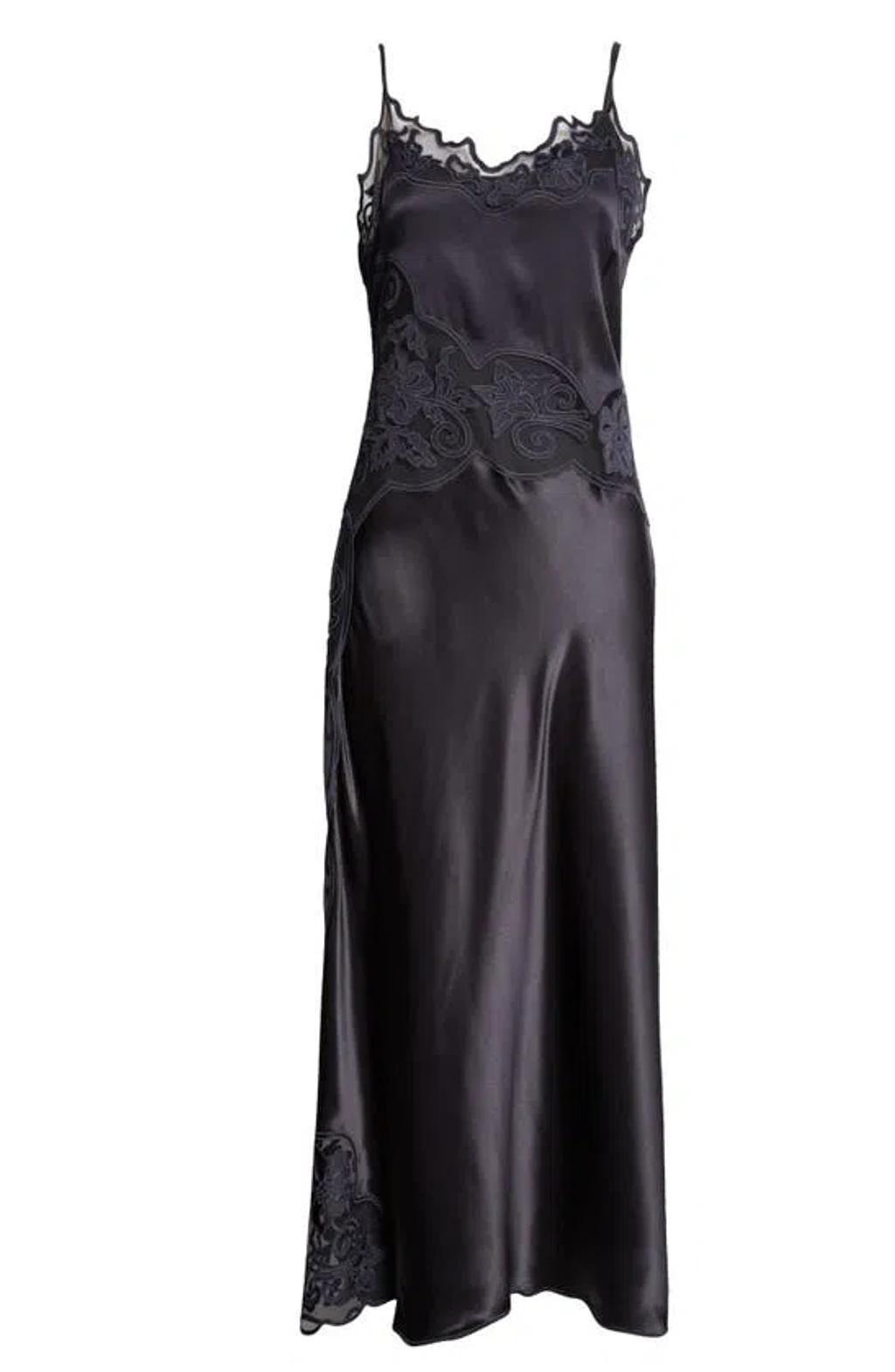 Lucienne Lace Silk Midi Dress In Black Product Image