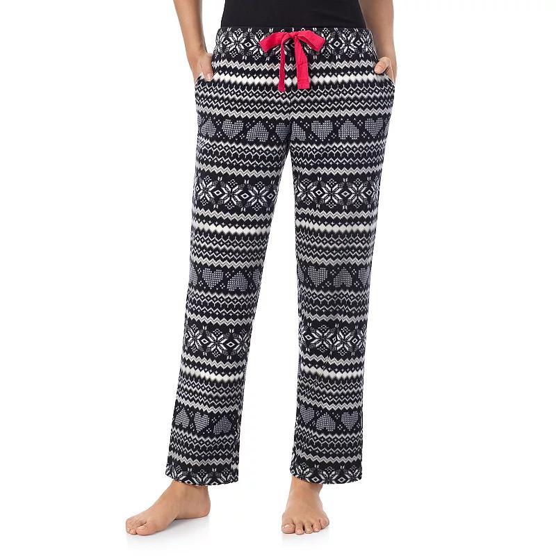 Womens Cuddl Duds Minky Fleece Open Leg Pajama Pants Ivory Fairisle Product Image