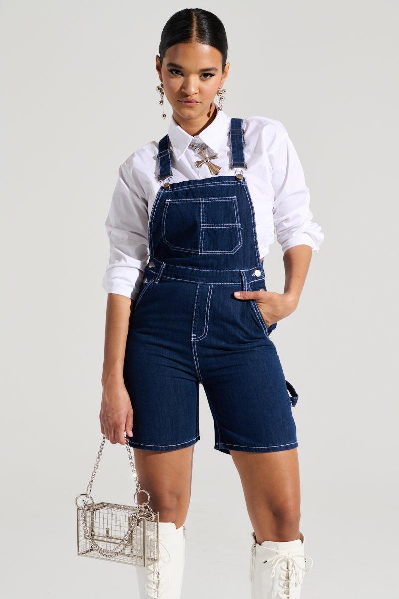 THROWING IT DOWN DENIM SHORT OVERALL Product Image