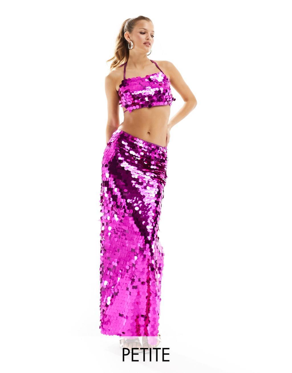 Jaded Rose Petite disc sequin maxi skirt Product Image