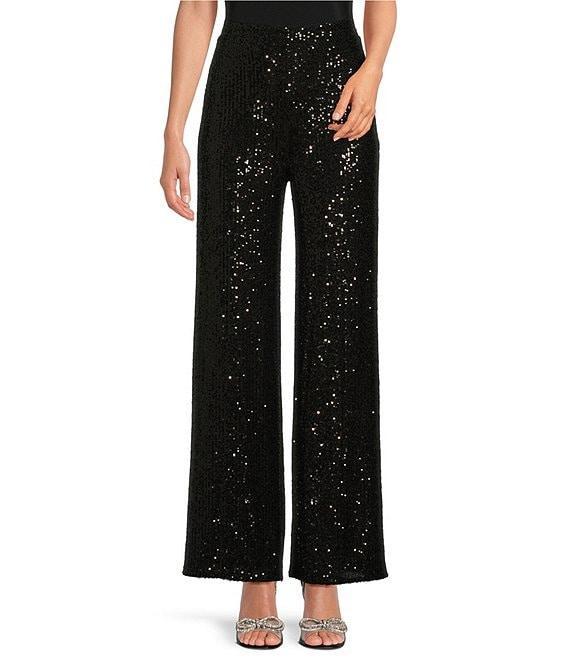 Belle by Badgley Mischka Iris Sequin Flat Front Coordinating Pants Product Image