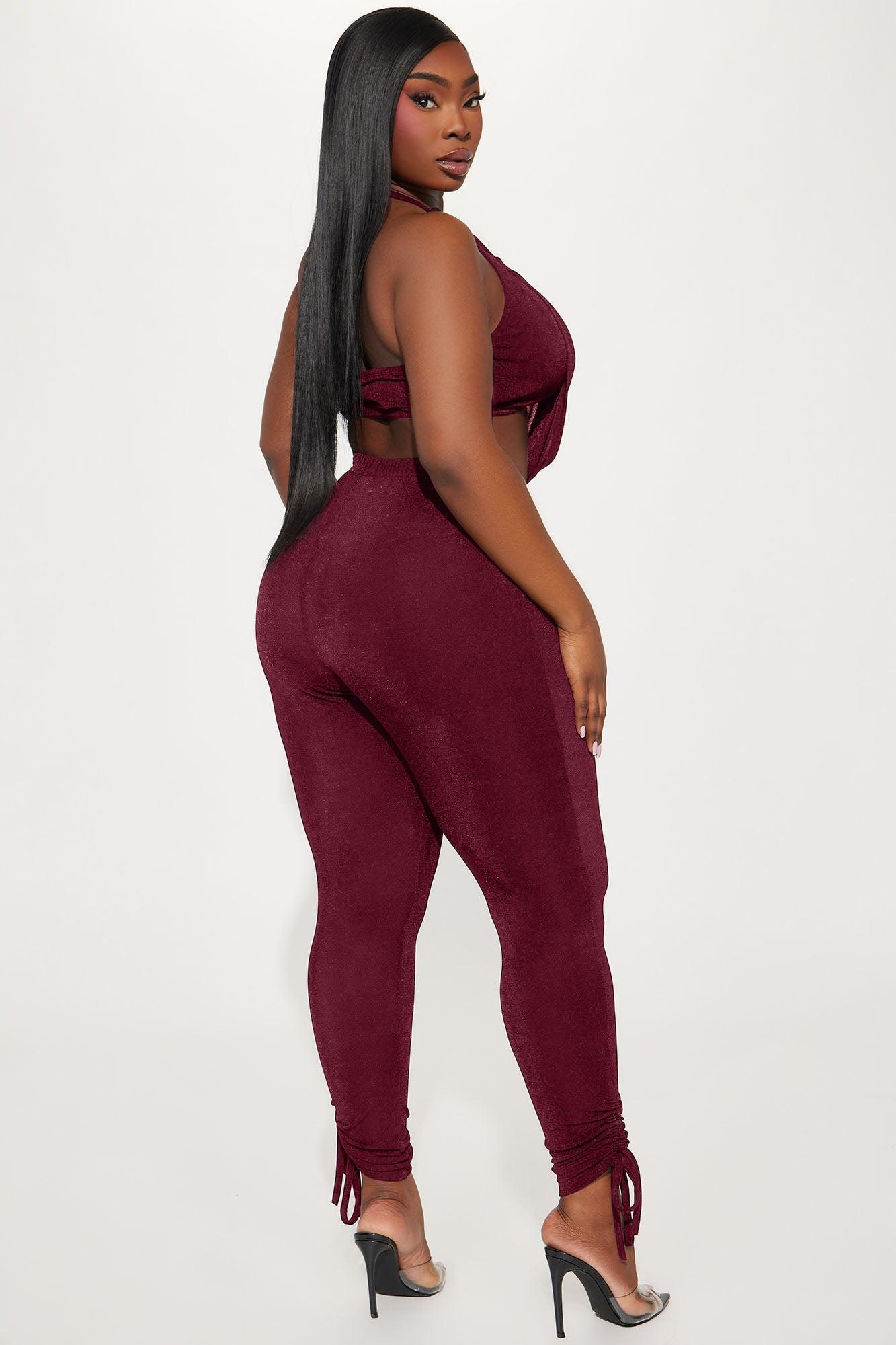 Weekend Lineup Legging Set - Burgundy Product Image