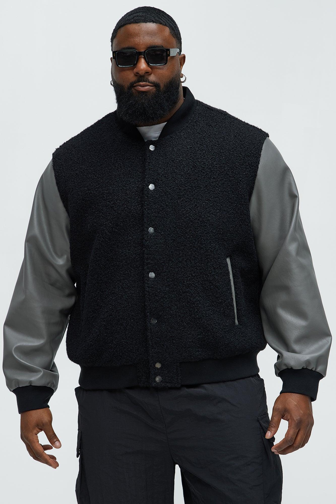 Faux Leather And Shearling Bomber Jacket - Black/combo Product Image