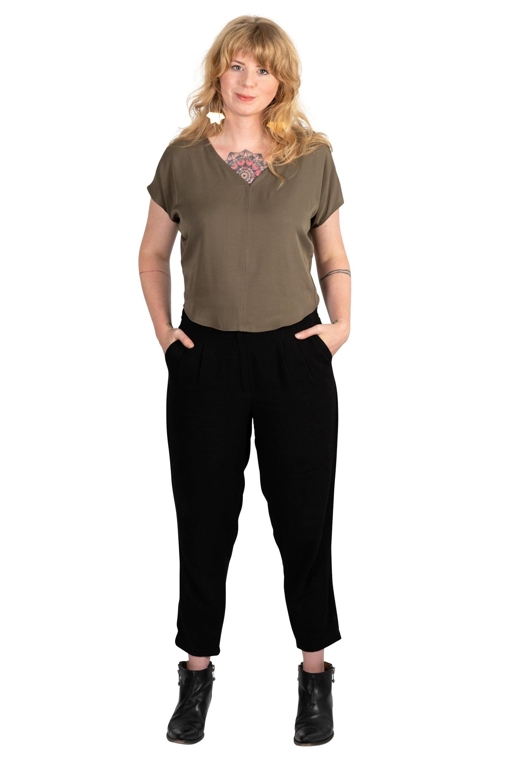 Dolman top in Olive Rayon Twill Product Image