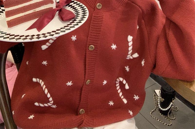 Round Neck X'Mas Oversized Cardigan Product Image