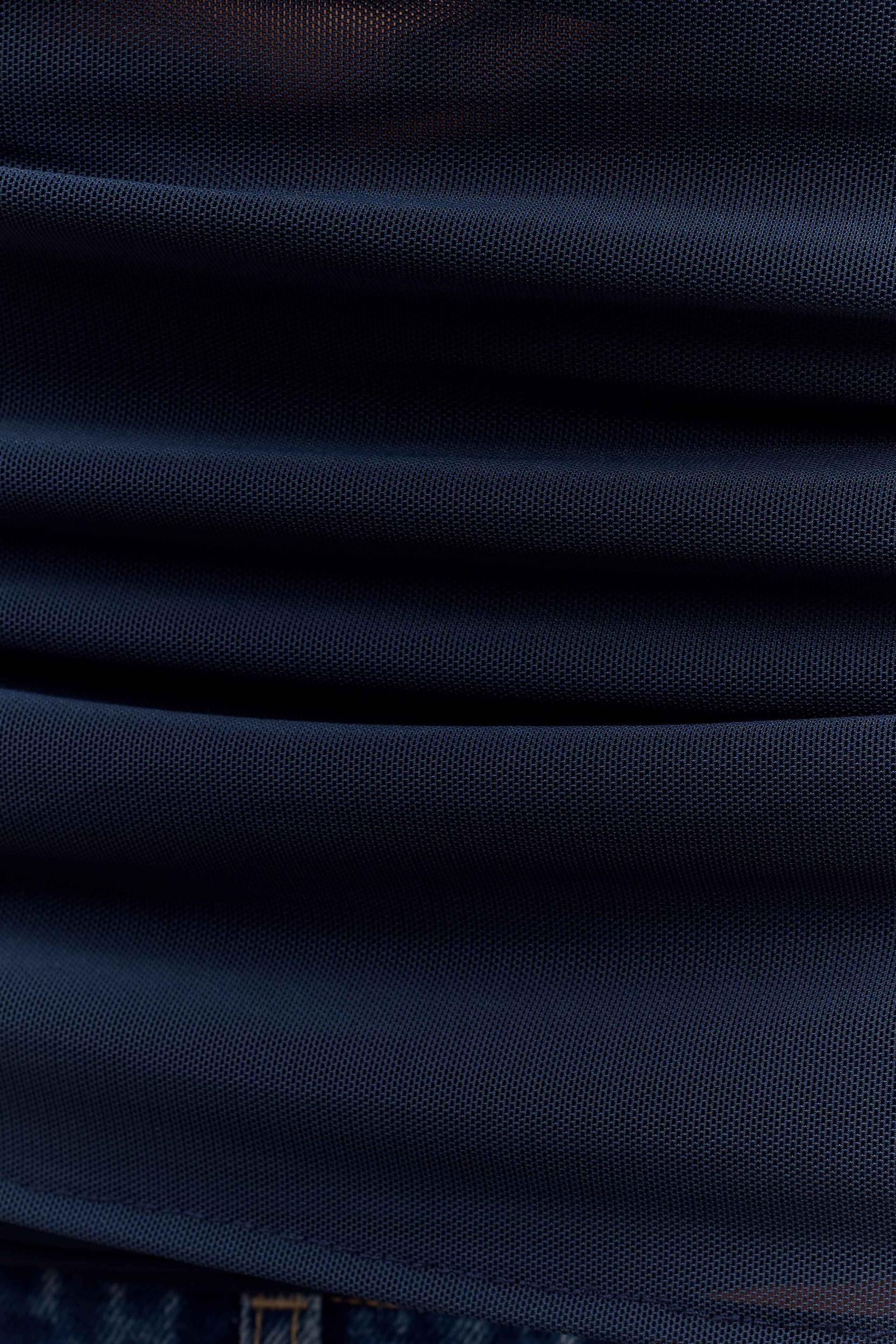 Arna Off Shoulder Mesh Crop Top - Midnight Blue Product Image