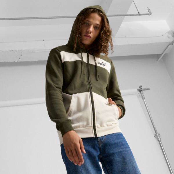 PUMA Power Mens Colorblock Hoodie in Grey Skies Product Image