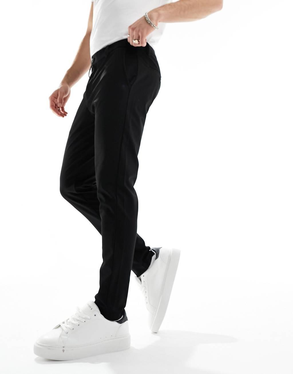 Jack & Jones Intelligence Marco slim fit smart pants in black Product Image