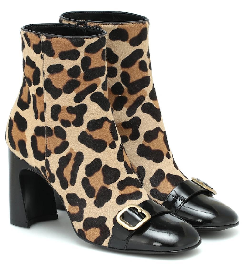 TOD'S Leopard-print Calf Hair Ankle Boots In Brown Product Image