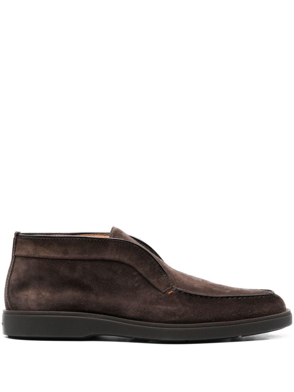 SANTONI Slip-on Suede Boots In Dark Brown Product Image