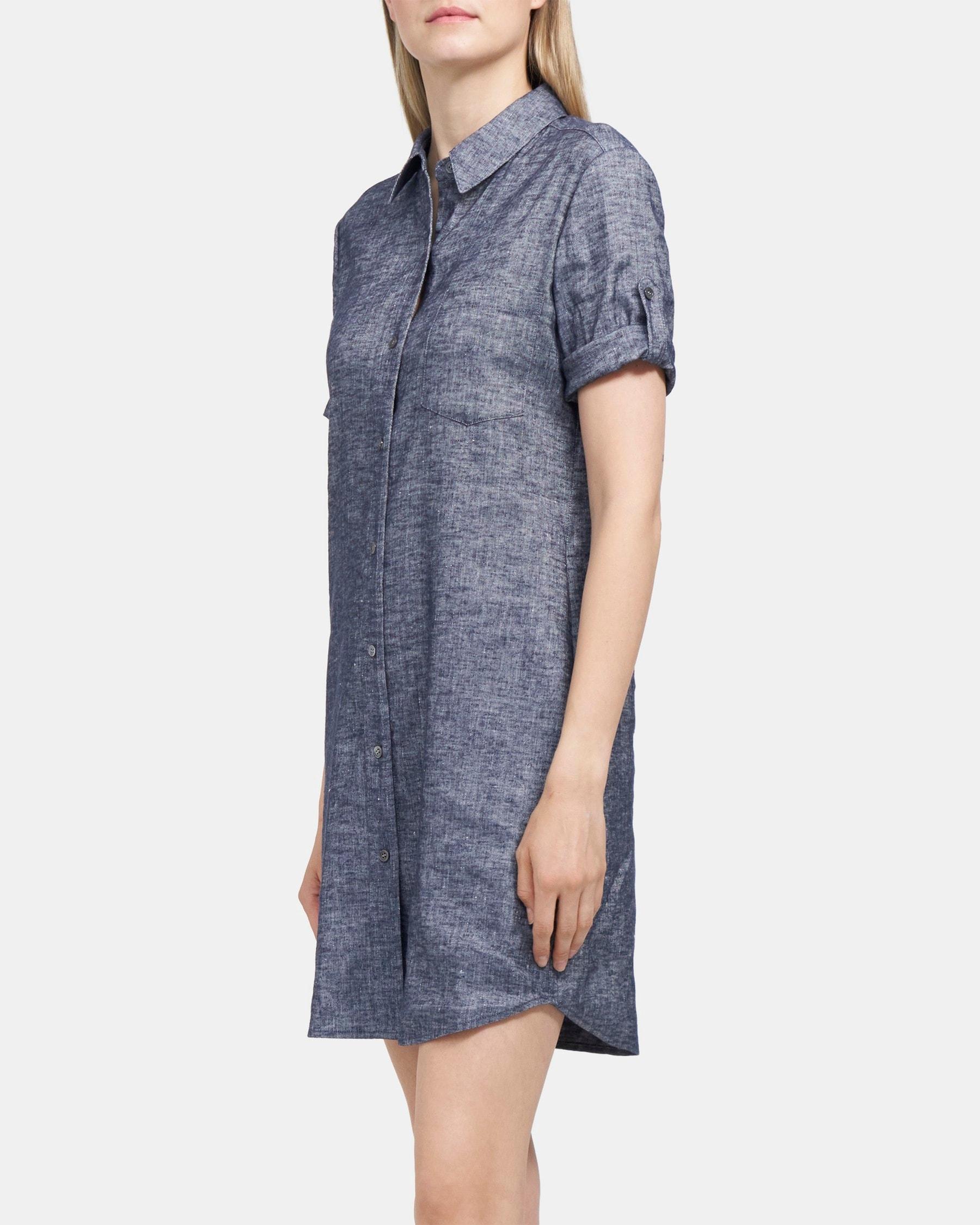 Short-Sleeve Button-Front Dress Product Image