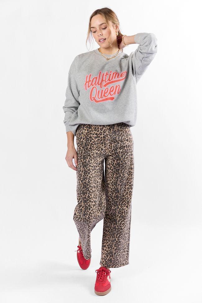 Halftime Queen Light Grey Oversized Graphic Sweatshirt SALE Product Image