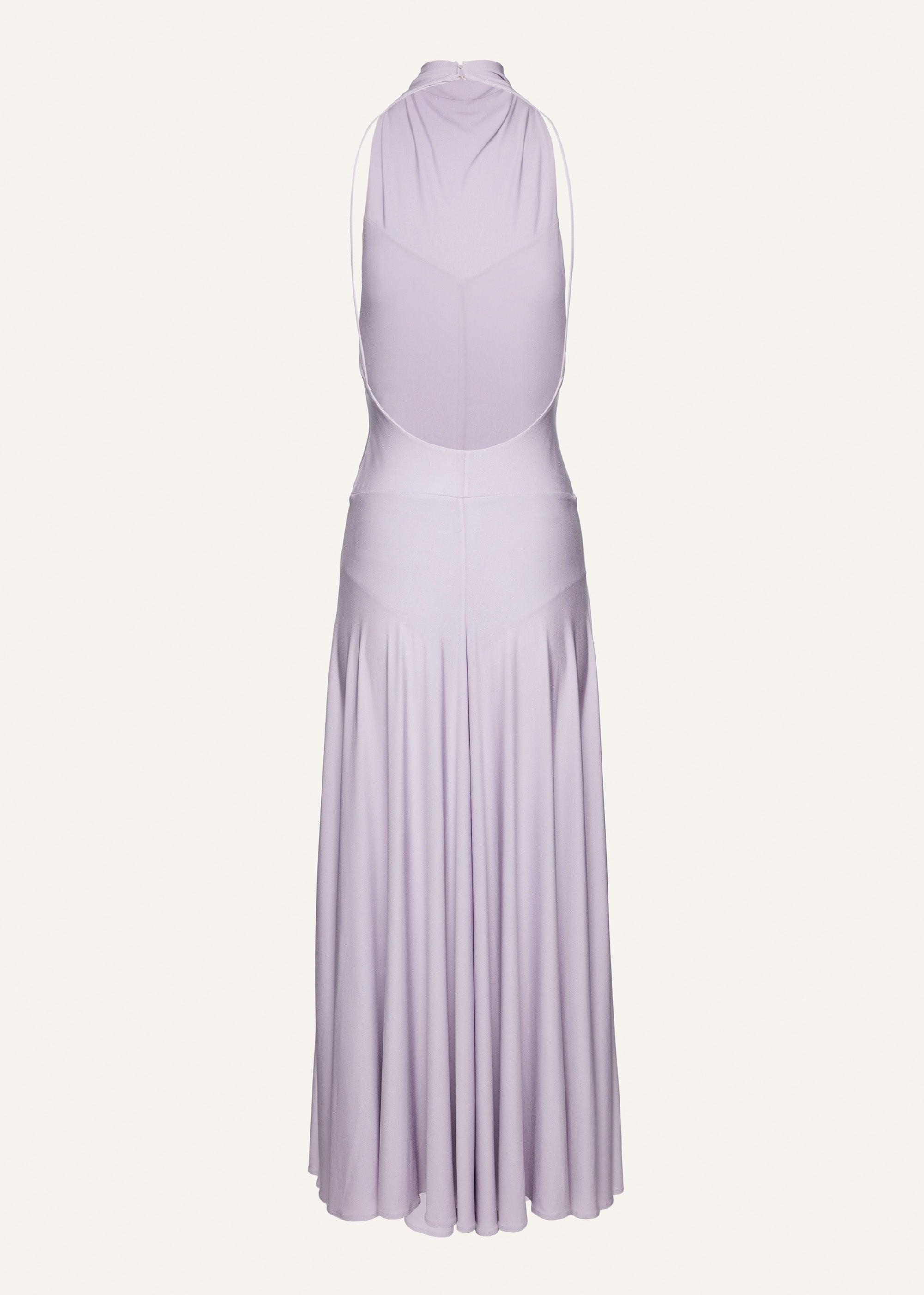 High neck cupro midi dress in purple Product Image