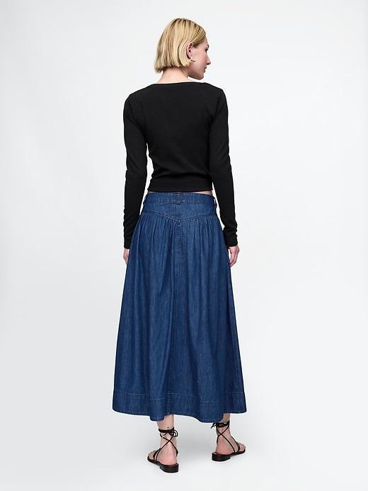 Denim Western Yoke Midi Skirt Product Image