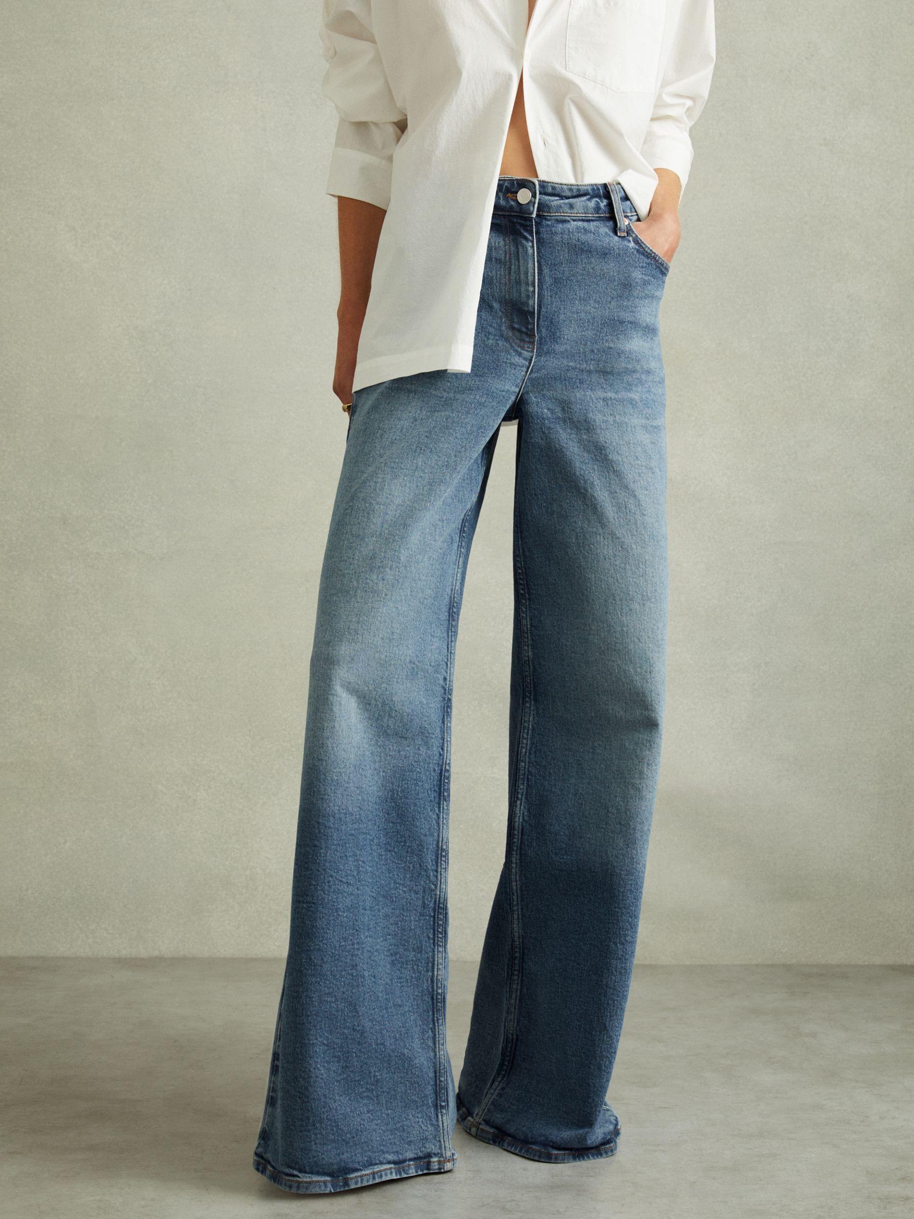 Wide Leg Jeans in Mid Blue Product Image
