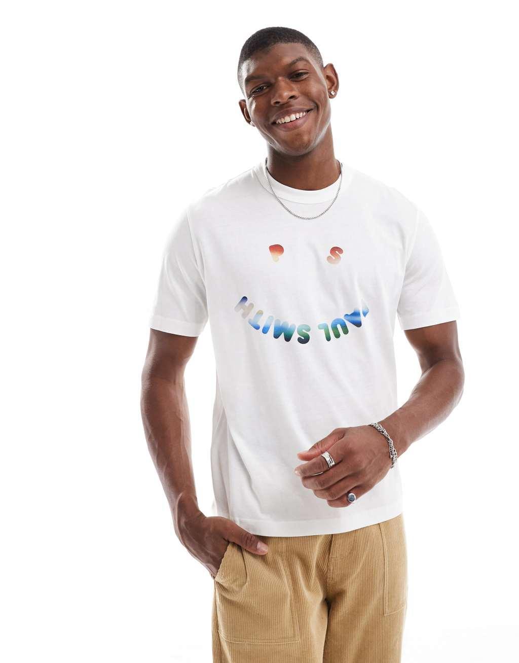 PS Paul Smith happy logo T-shirt in white Product Image