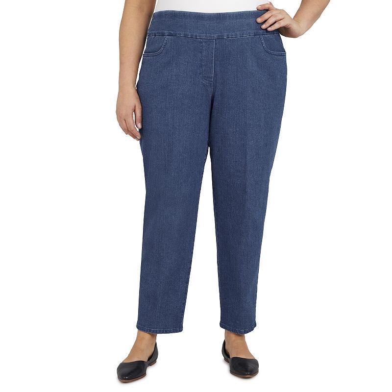 Plus Size Alfred Dunner Classics Pull-On Straight-Leg Denim Pants, Womens Product Image
