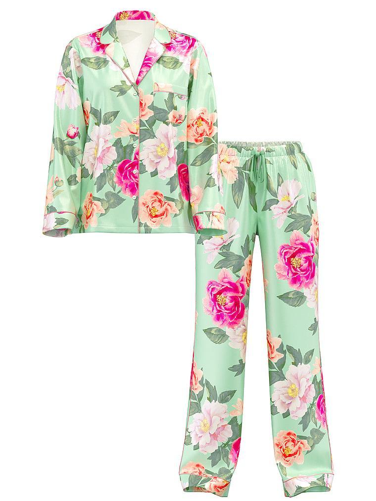 Glazed Satin Long Pajama Set Product Image