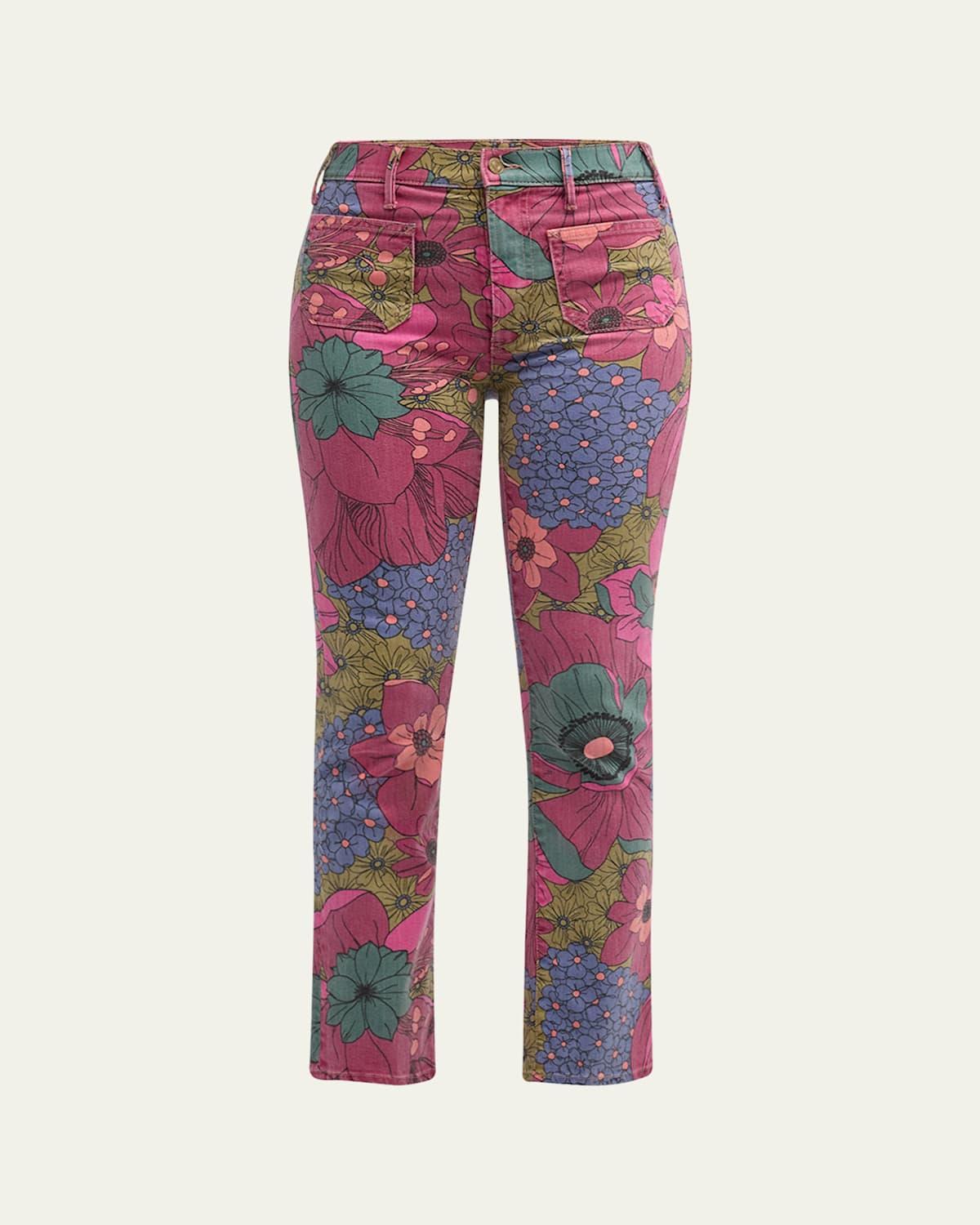 MOTHER Insider Flood Patch Pocket Crop Bootcut Jeans In Psychic Floral Product Image