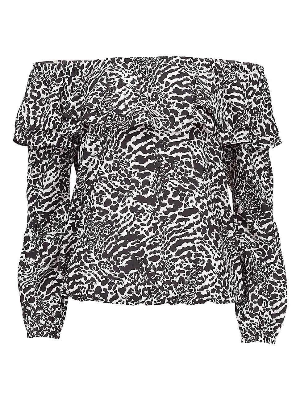 Michael Kors Ocelot Ruffle Trim Top Product Image