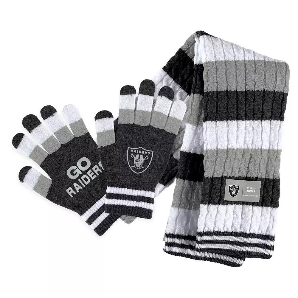 Women's WEAR by Erin Andrews Las Vegas Raiders Striped Scarf & Gloves Set, Lvr Team Product Image