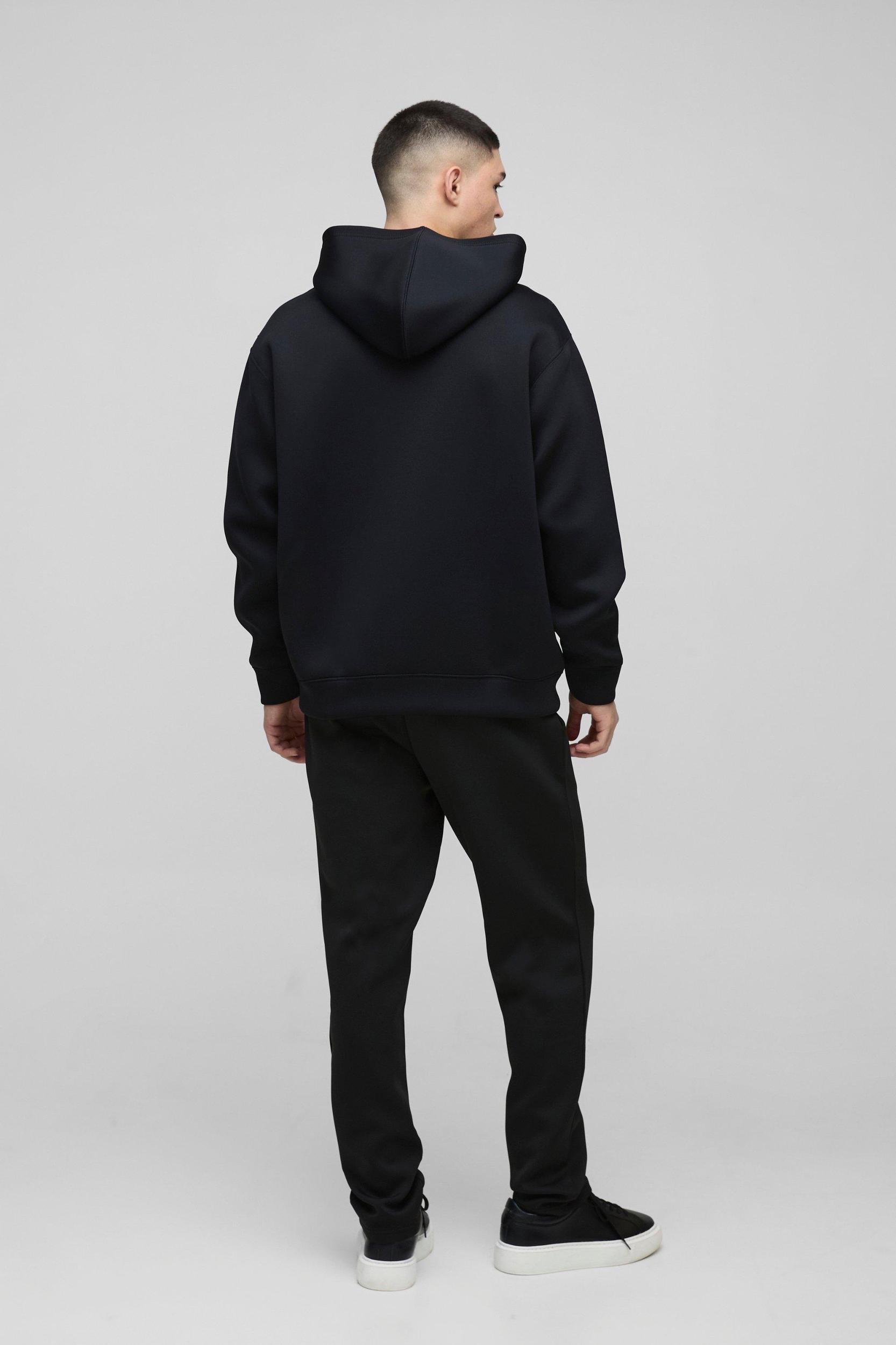 Oversized Zip Through Bonded Scuba Hoodie | boohooMAN USA Product Image
