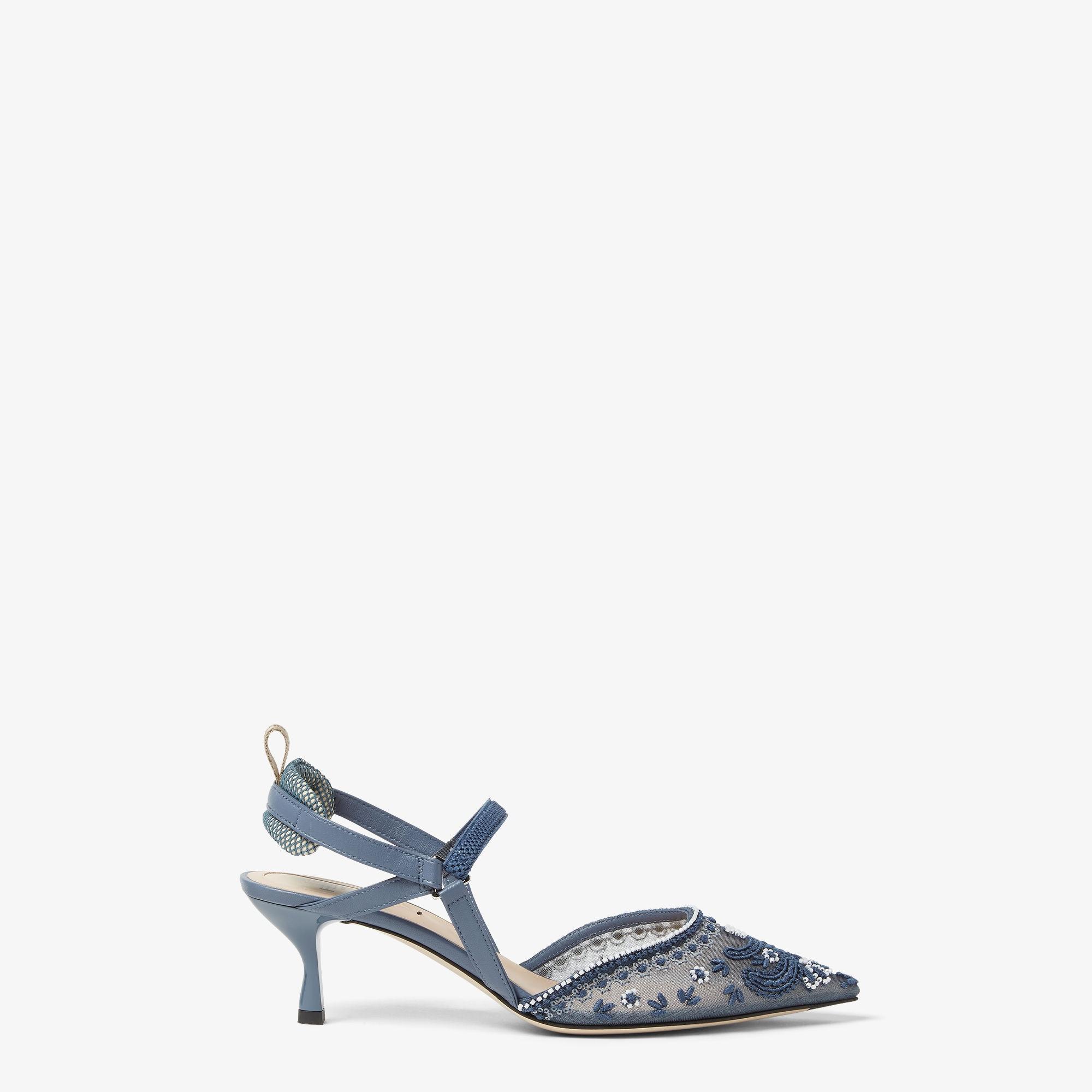 Colibrì LiteBlue embroidered mesh medium-heeled slingbacks Product Image