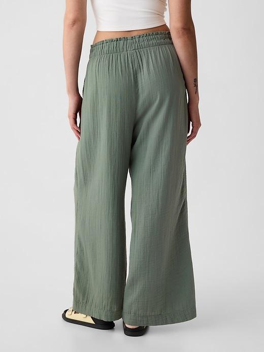 Mid Rise Crinkle Gauze Wide-Leg Pants Product Image