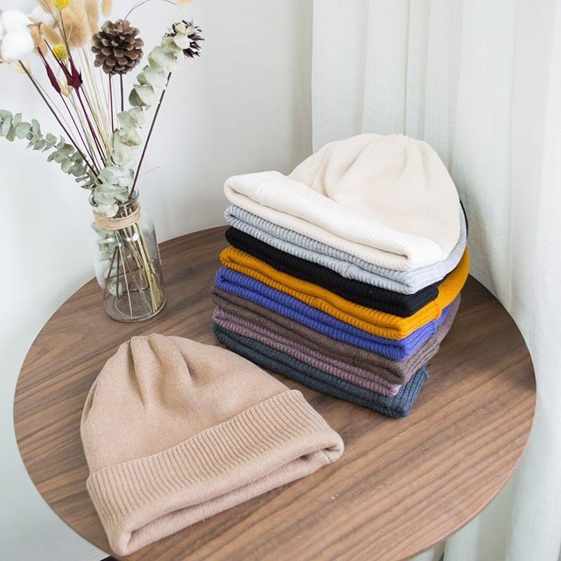 Plain Knit Slouchy Beanie Product Image