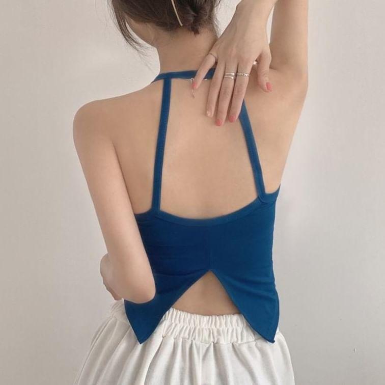 Plain Back Slit Padded Cami Top Product Image