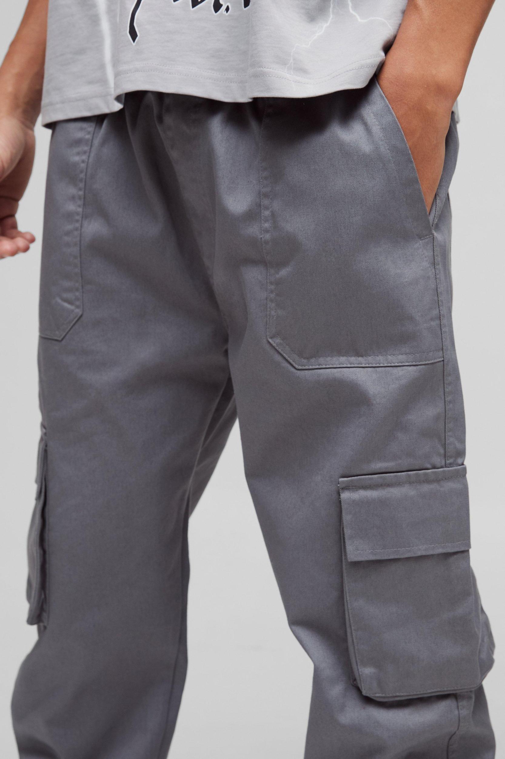 Skinny Fit Elasticated Waist Cuffed Cargo Pants | boohooMAN USA Product Image