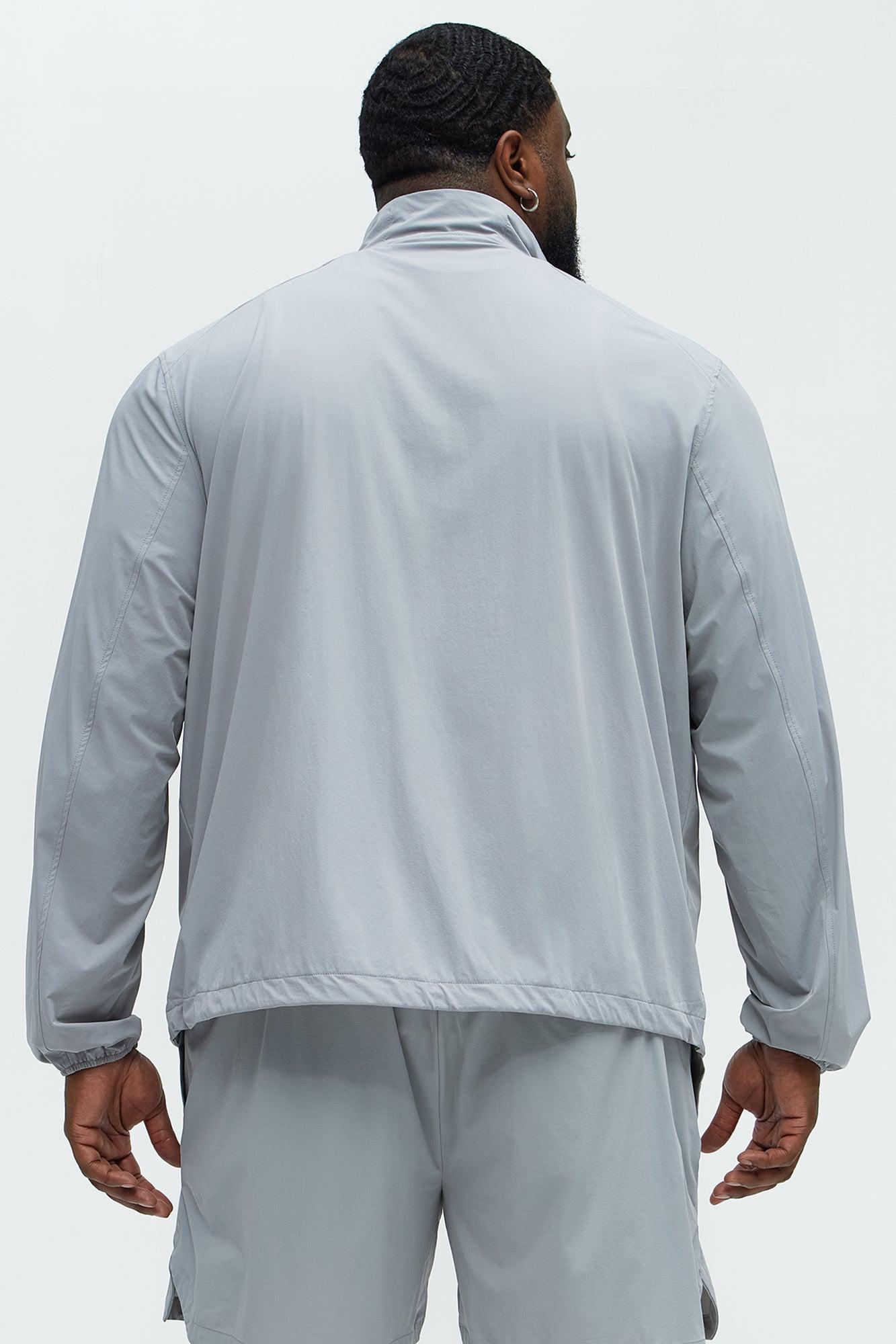 Lightweight Stretch Running Windbreaker Jacket - Grey Product Image