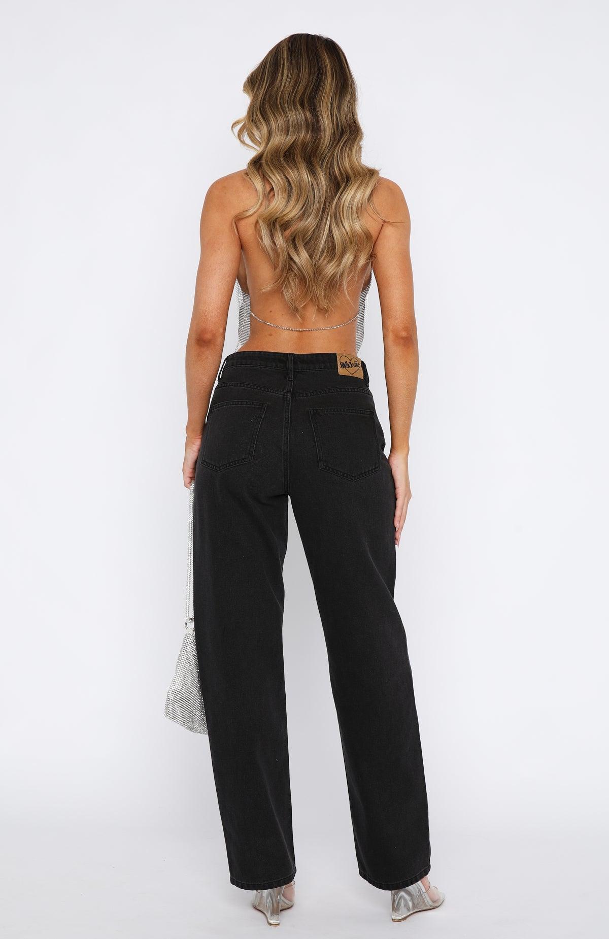 With You Low Rise Wide Leg Jeans Vintage Black Product Image