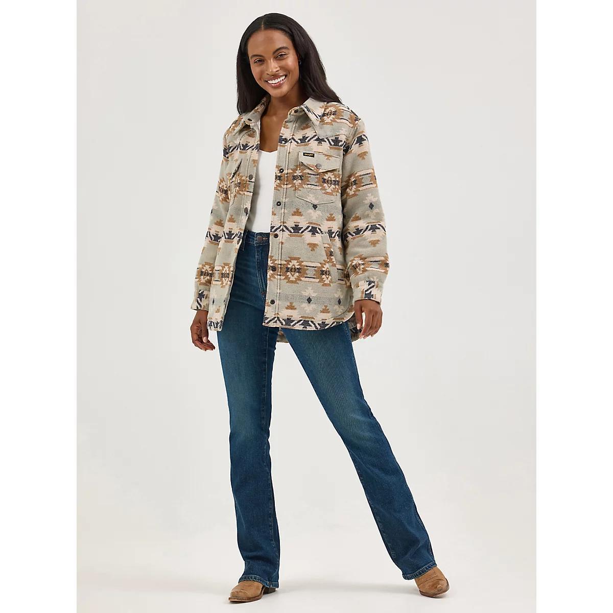 Women's Wrangler Quilt Lined Jacquard Shacket in Pale Product Image