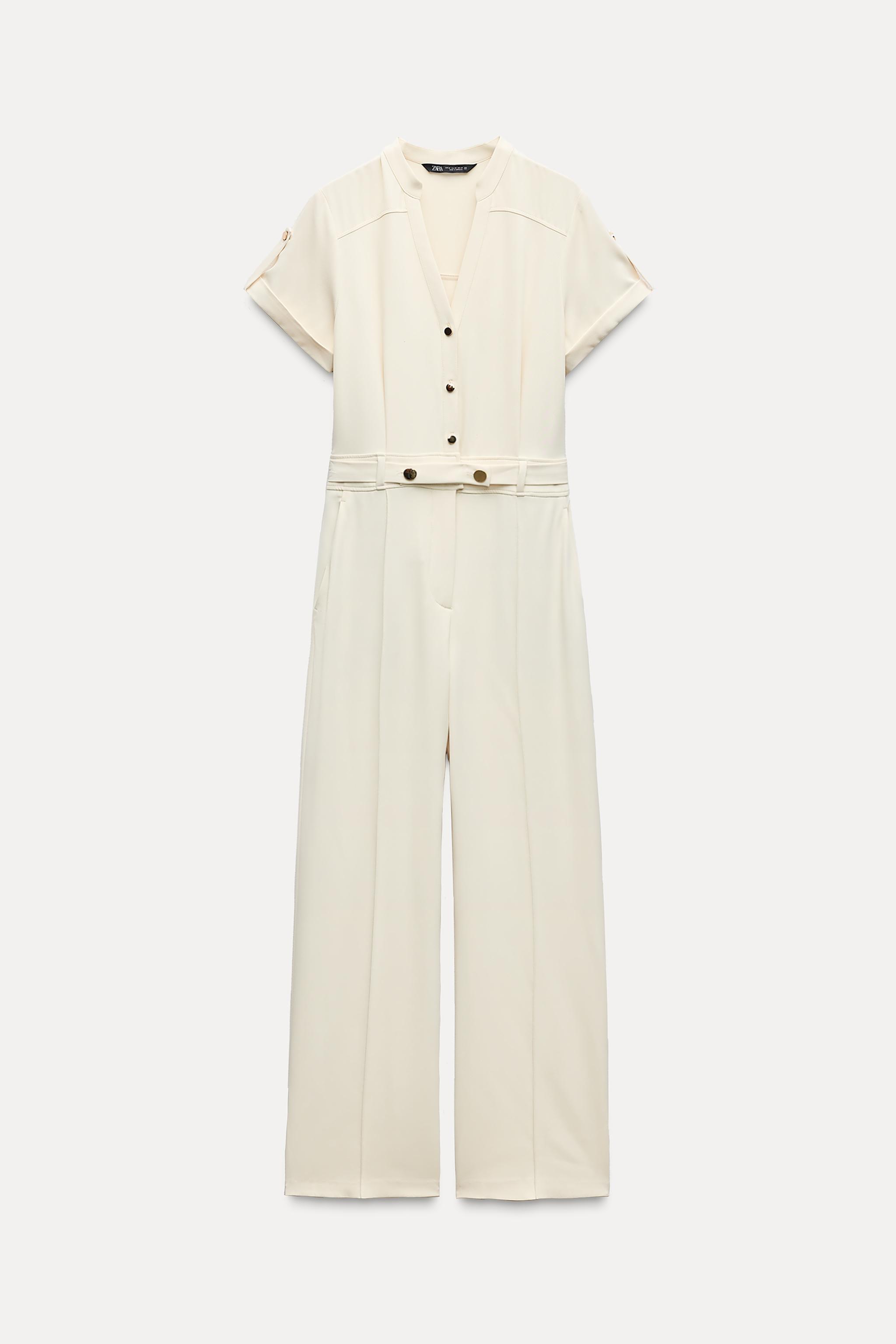 CREPE JUMPSUIT WITH GOLD BUTTONS Product Image