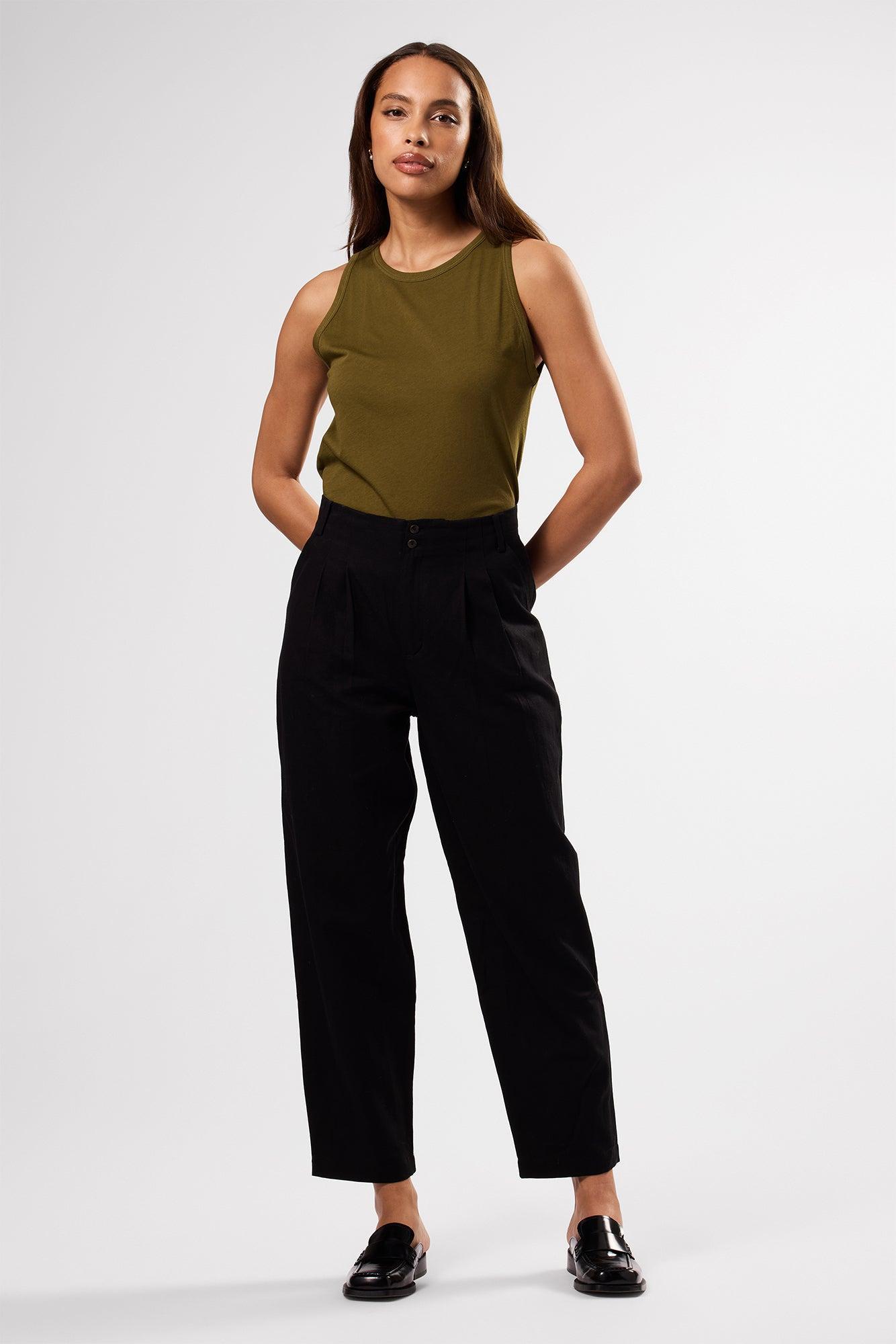 Larisa Cotton Linen Pant - Black Product Image