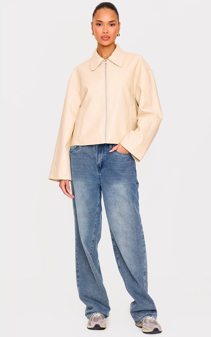 Cream Zip Through PU Jacket Product Image
