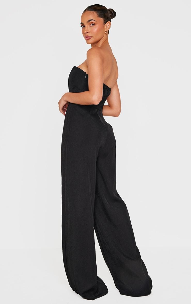 Black Structured Woven Bandeau Boned Detailed Jumpsuit Product Image