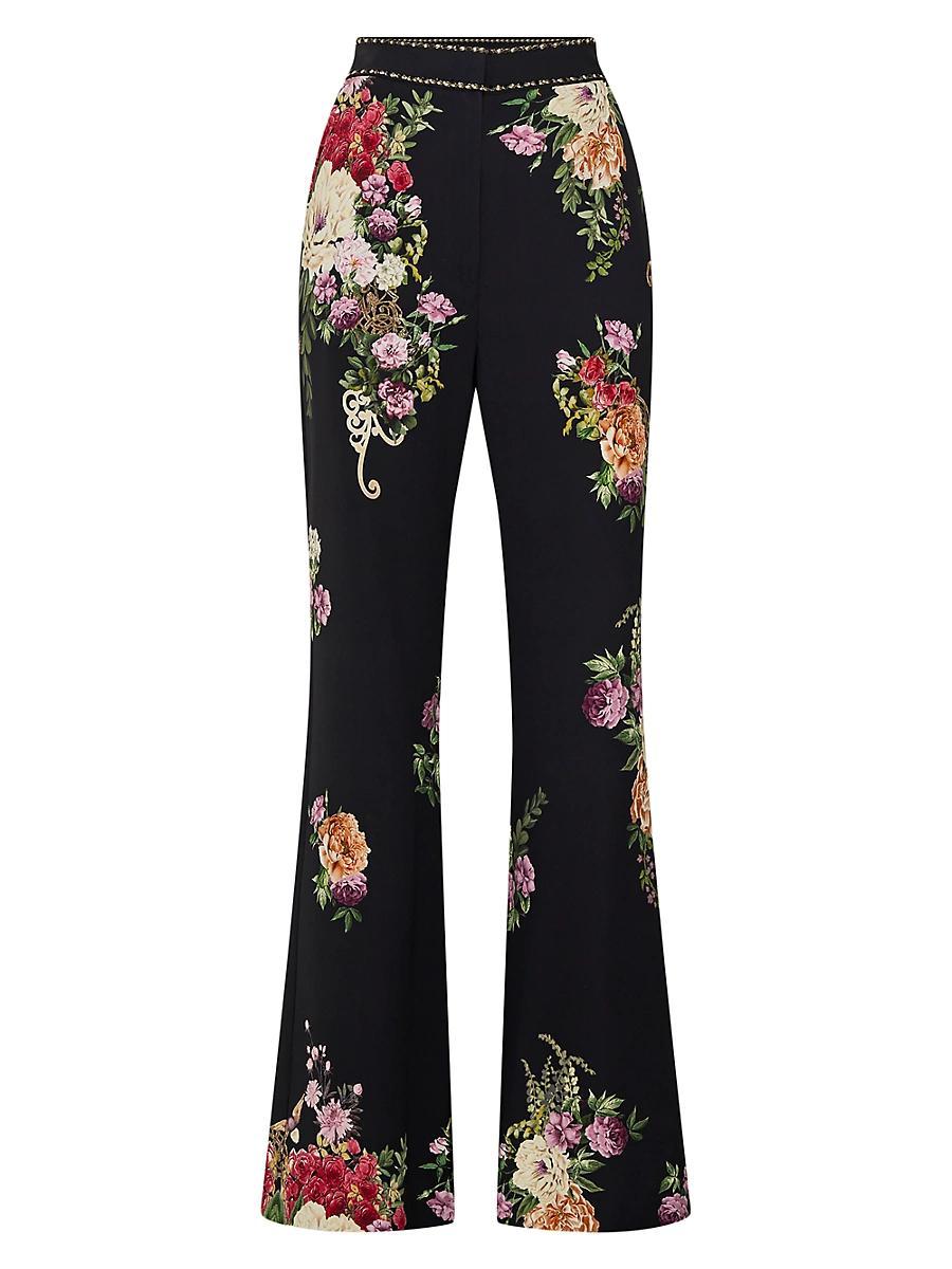 Womens Adorned Floral Flared Pants Product Image