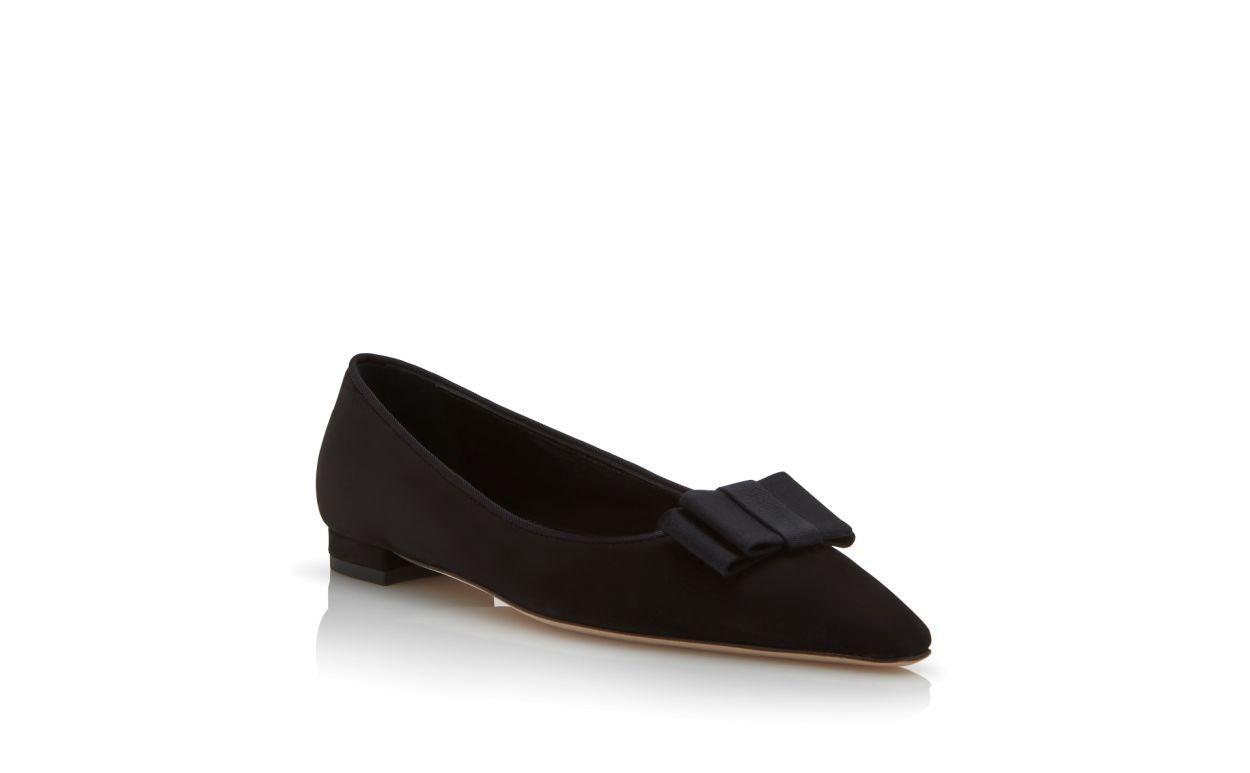 READORFLAT Black Suede Bow Detail Ballerina Flats  Product Image