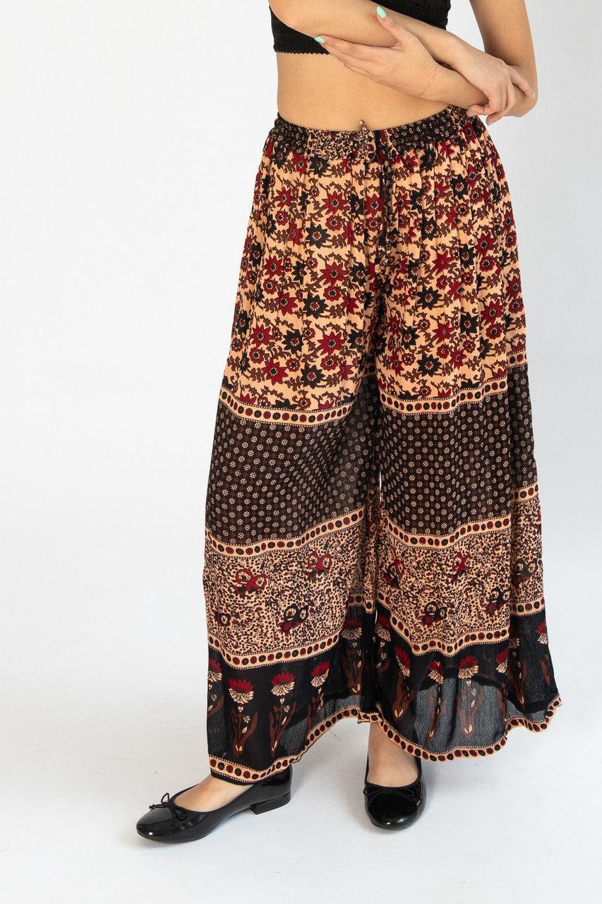 Border Print Wide Leg Pants Product Image