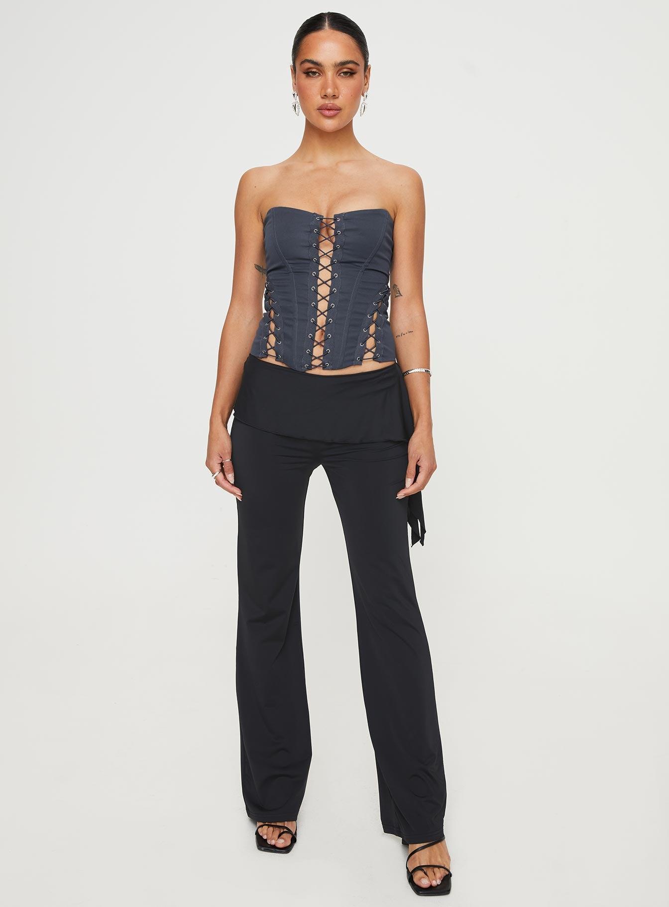 Eden Lace Up Corset Blue Product Image