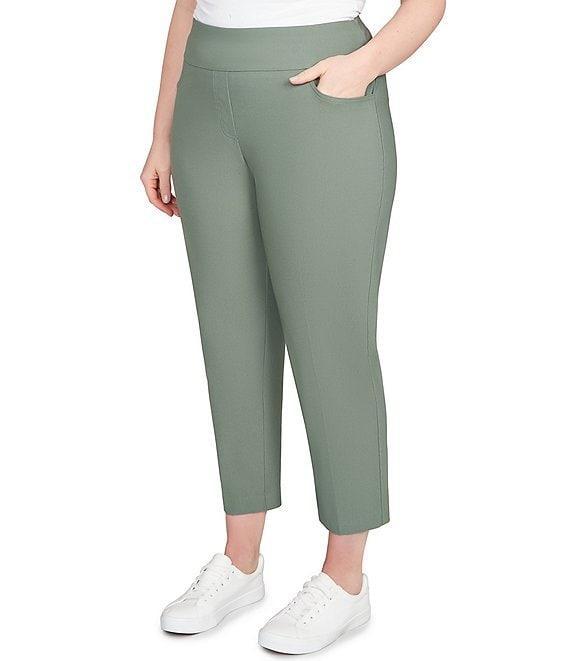 Ruby Rd. Plus Size Silk Tech Straight Leg Pull-On Ankle Pants Product Image