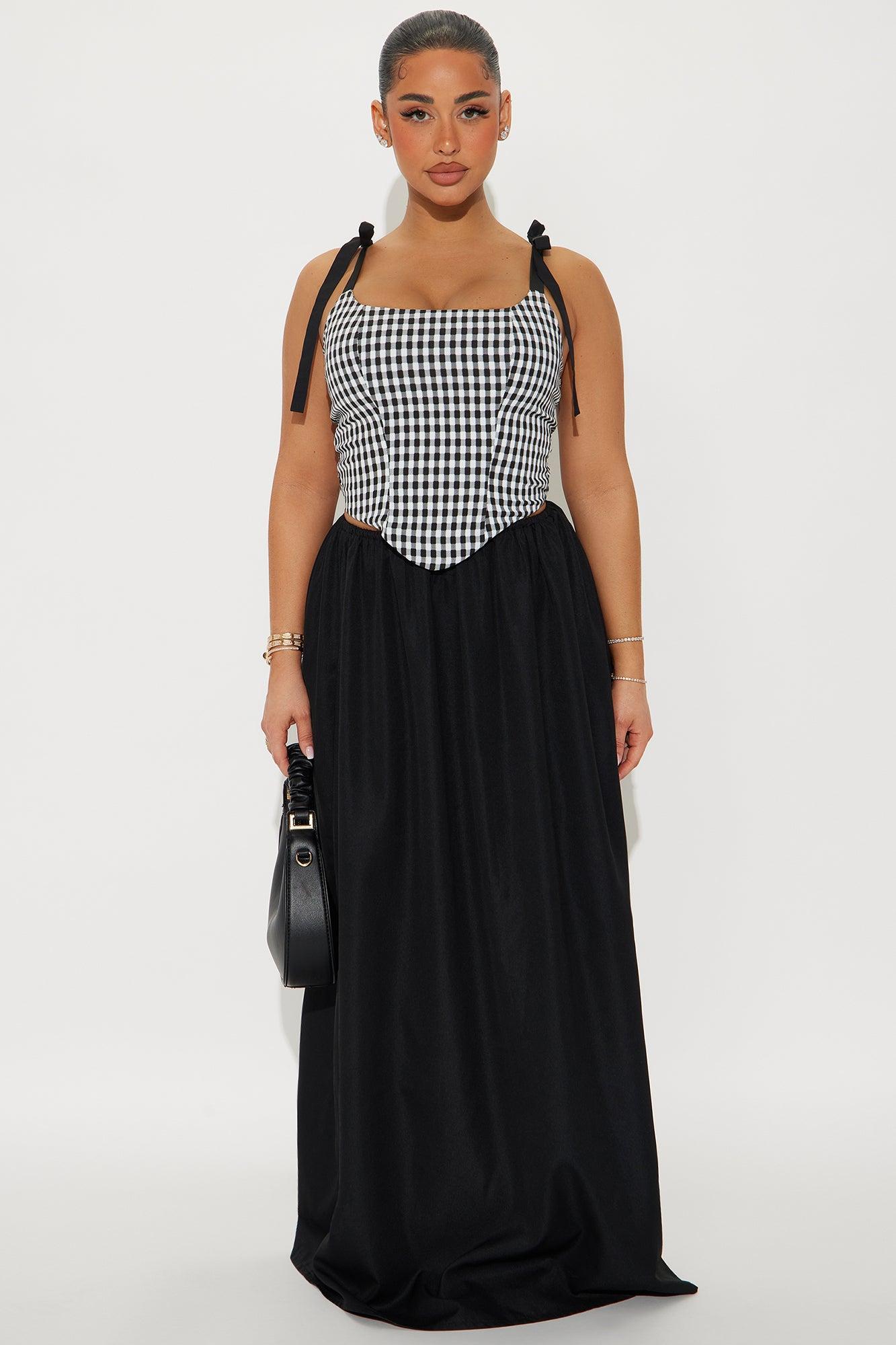 Weekend Picnic Gingham Top - Black/White Product Image