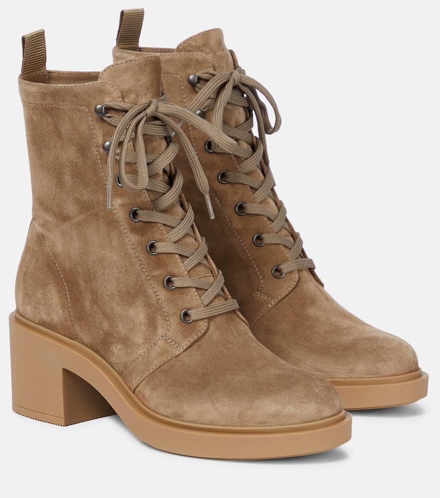 GIANVITO ROSSI Foster Suede Ankle Boots In Beige Product Image