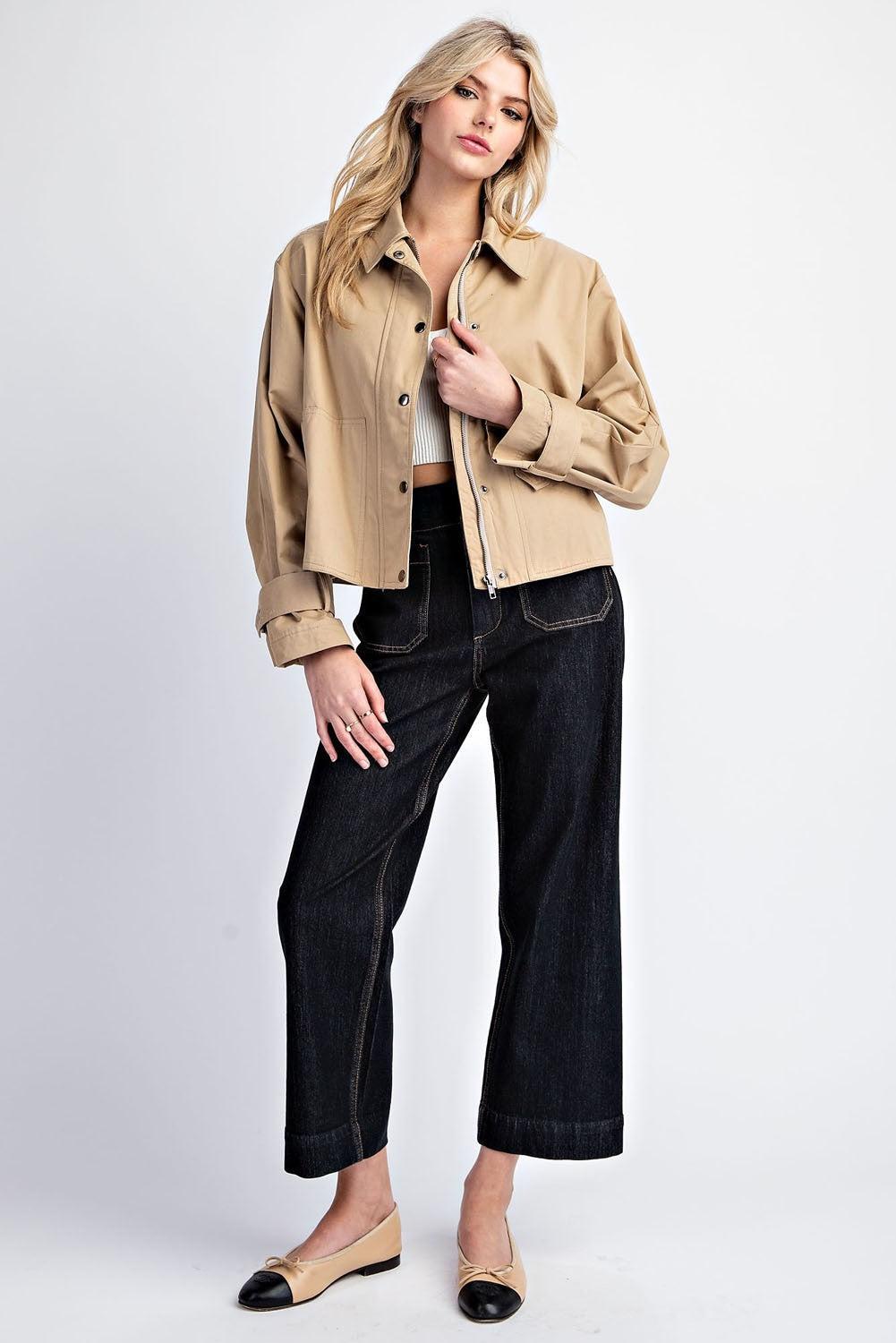 Cropped Trench Coat Jacket Product Image