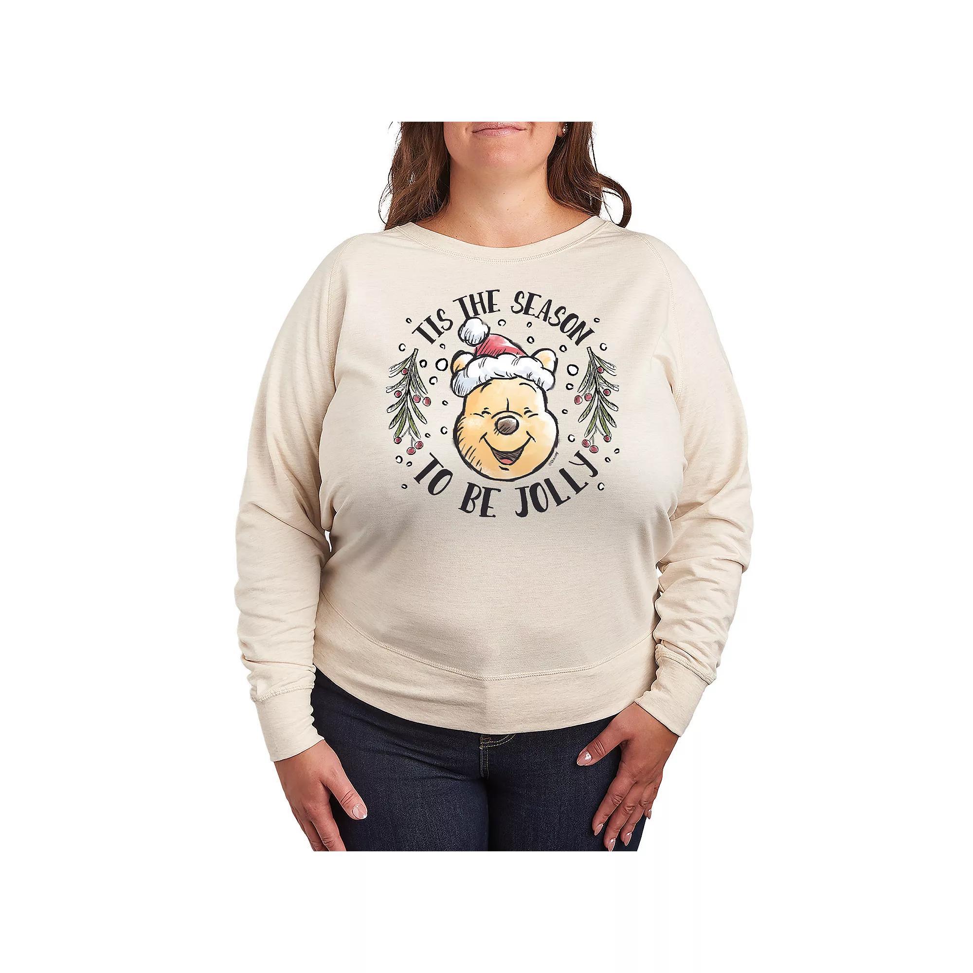 Disney's Winnie The Pooh Plus Size Tis The Season French Terry Long Sleeve Tee, Women's, Size: 1XL, Beige Product Image