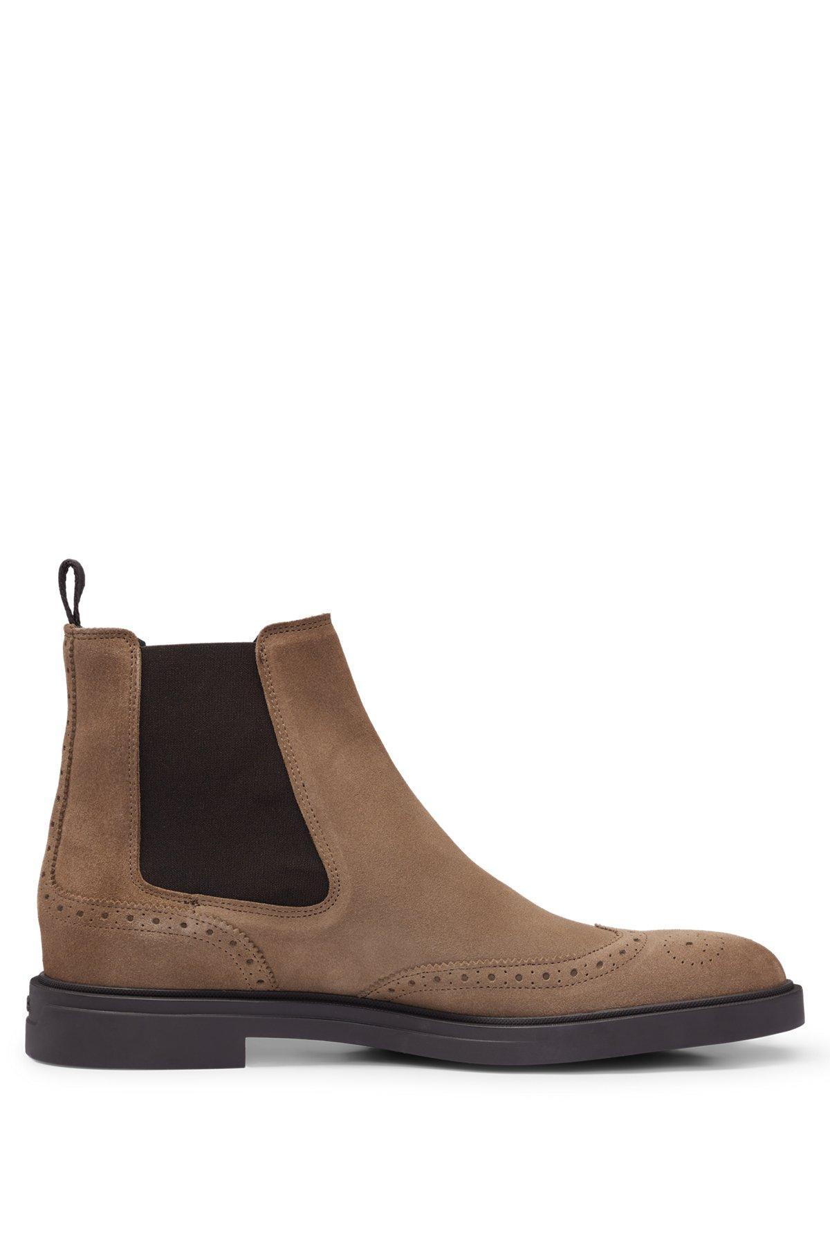 Suede Chelsea boots with brogue details Product Image