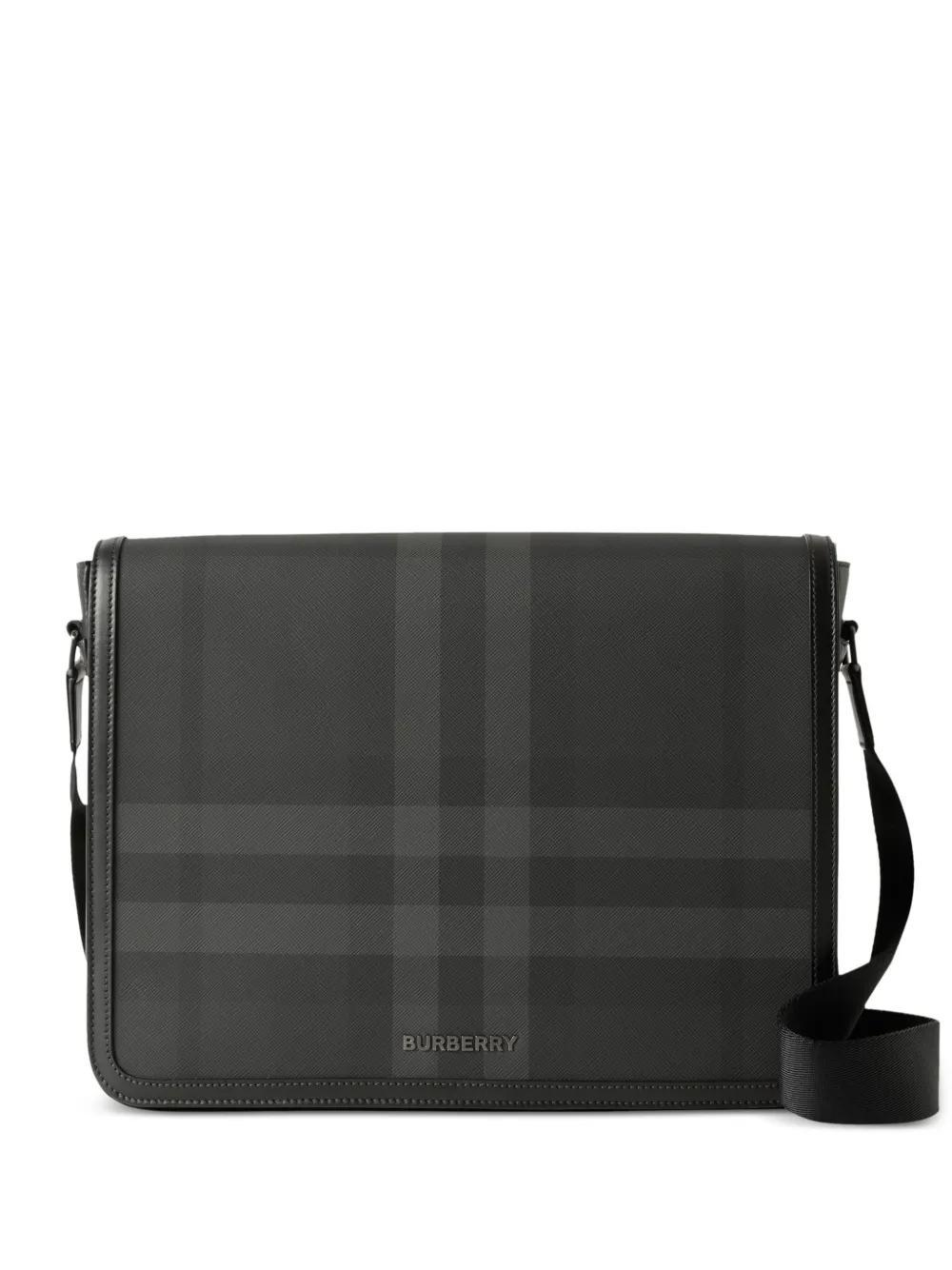 BURBERRY Check-pattern Messenger Bag In Charcoal Product Image