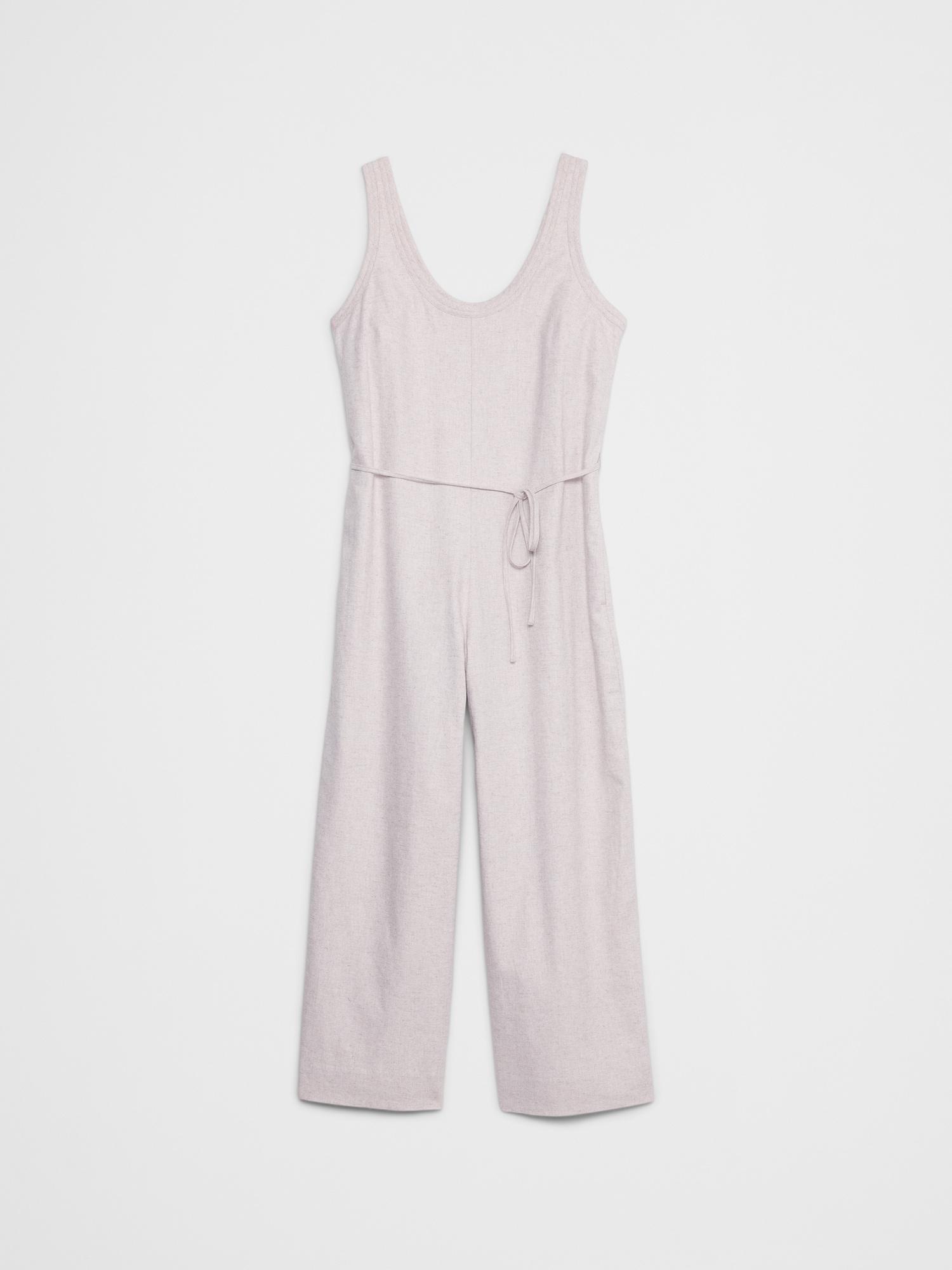 Linen-Blend Wide-Leg Jumpsuit Product Image